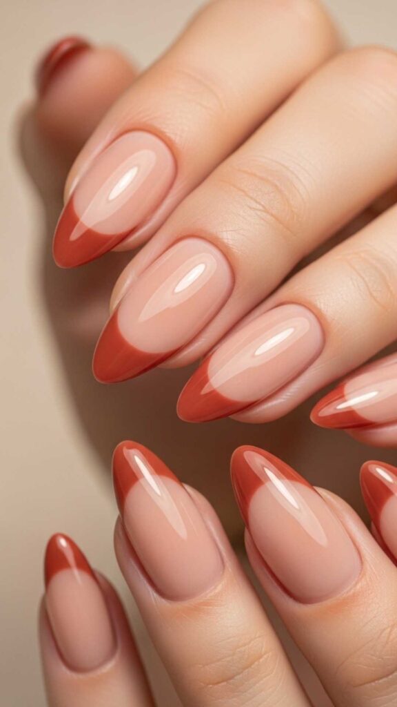 Terracotta Ombré Tips on Natural Nude Base