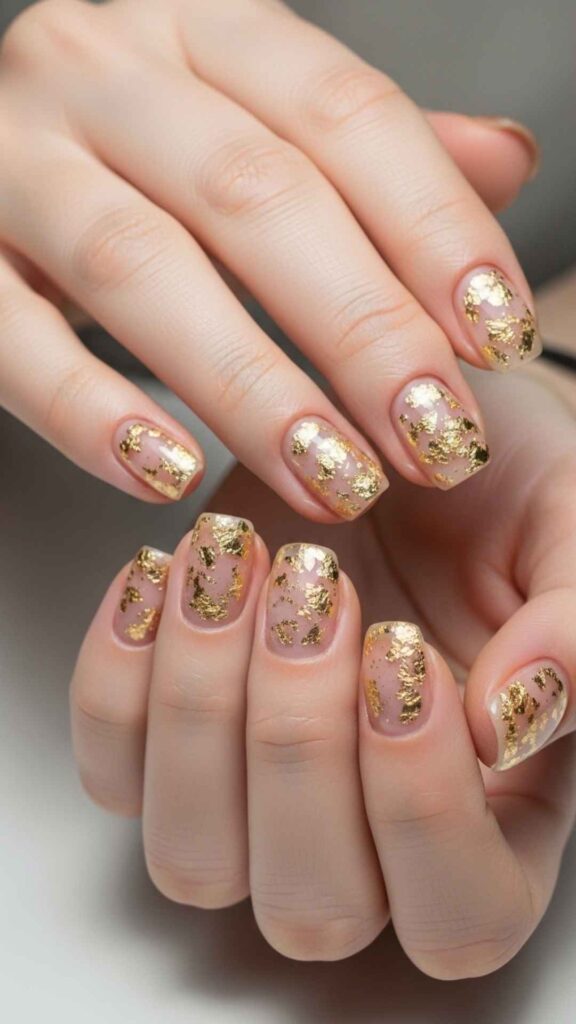 Thin Gold Foil Flakes on a Clear Base