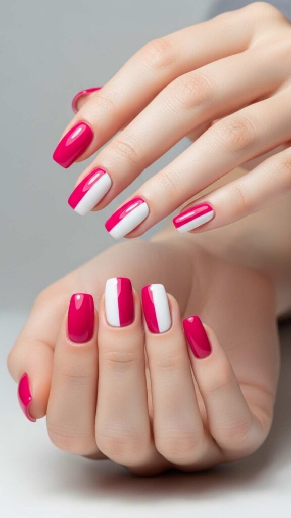 Two-Color Color Block in Fuchsia and White