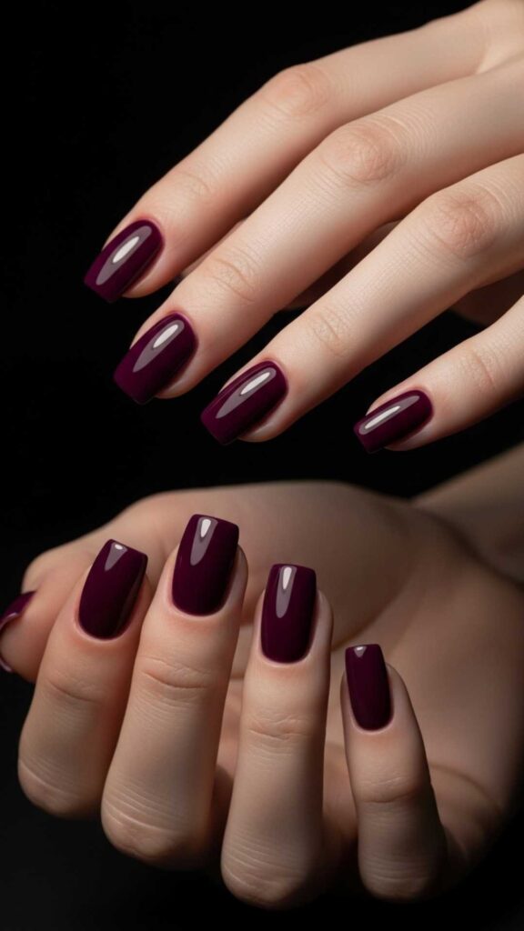 Velvet Plum Nails with Blurred Smoky Edges
