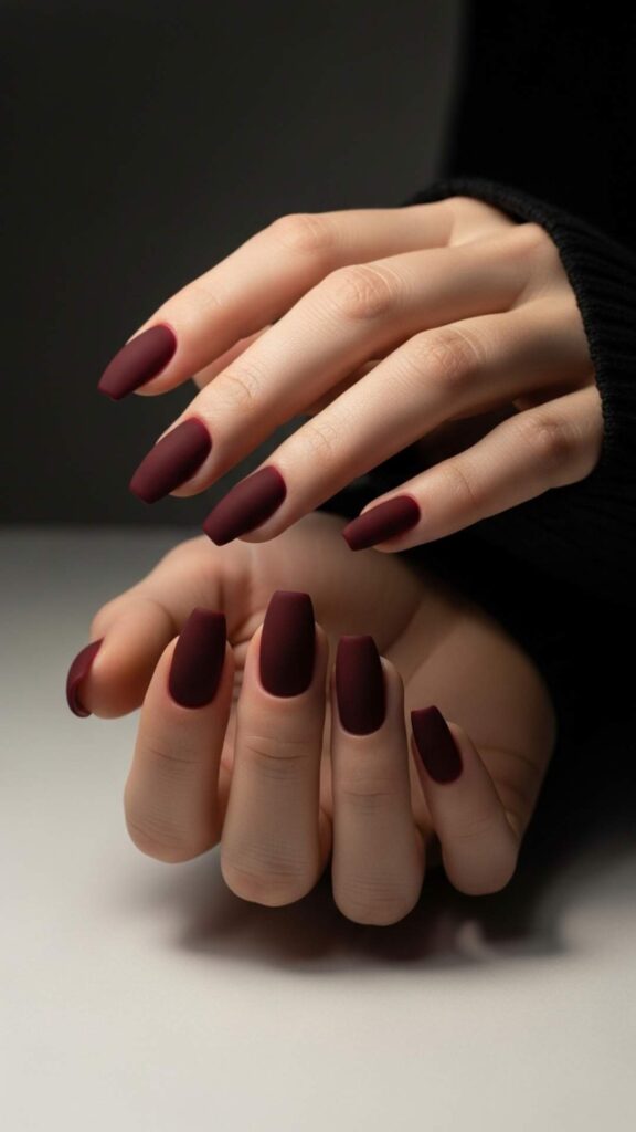 Velvet Wine Deep Red with a Plush Matte Texture