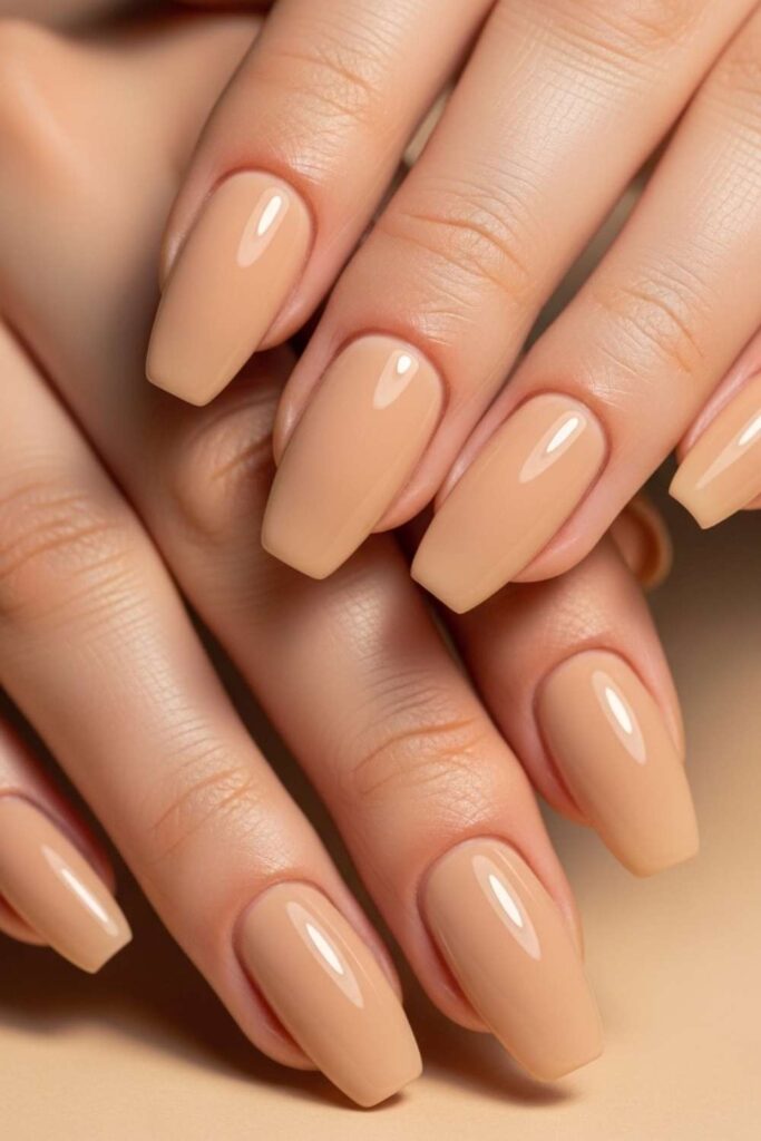15 Natural Gel Nails Ideas That Look Expensive Without Trying Too Hard 6 Warm Caramel Nude with a Satin Sheen
