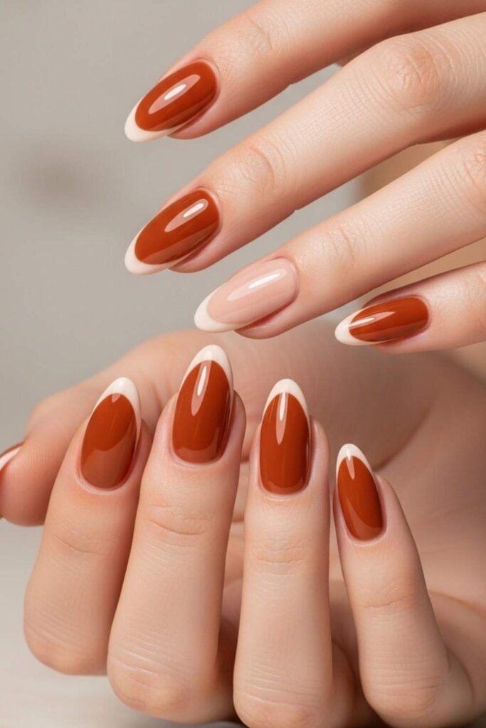 Warm Cognac with French Tip Upgrade