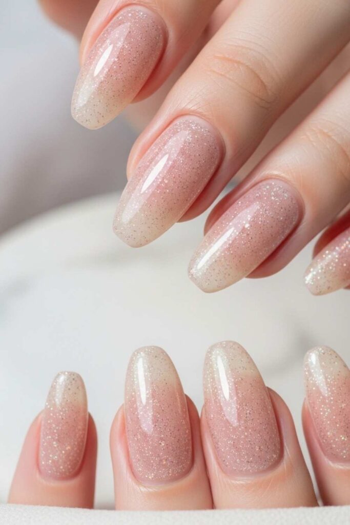 Warm Nude-Pink with Micro Glitter Base