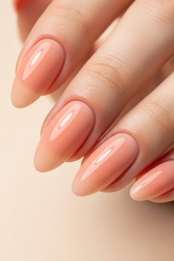 Warm Peach-Pink Glazed Almond