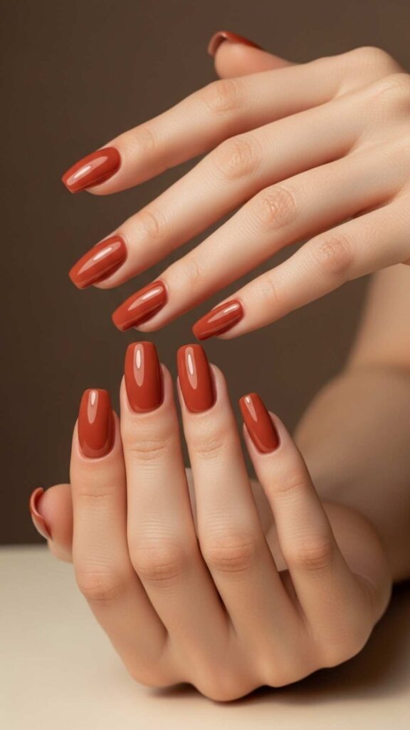 Warm Terracotta Squoval with Gloss Finish