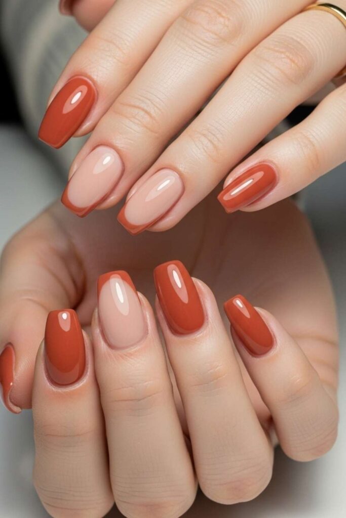 Warm Terracotta with Nude Tips