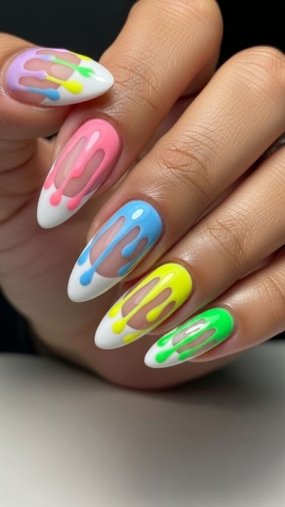 12 White French Tip Nails with Design Ideas That Look Effortlessly Expensive in 2026 32 White French Tip with Melting Drip Effect