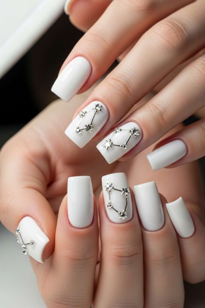 White with 3D Crystal Constellation Detail
