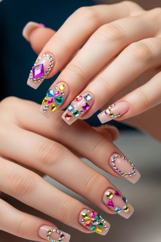 30 Nails That Bring 90s Art Back And Make It Look Better Than Ever 15 Y2K-Style Gems and Rhinestone Clusters