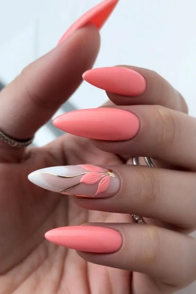 Abstract Brushstroke Petals in Coral and White