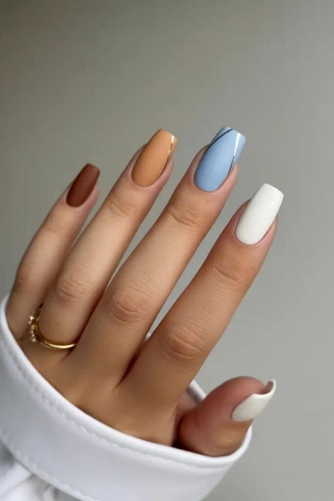 67 Nail Art Tutorial Ideas That Are Actually Worth Saving in 2026 6 Abstract Color Blocking in Three Muted Tones