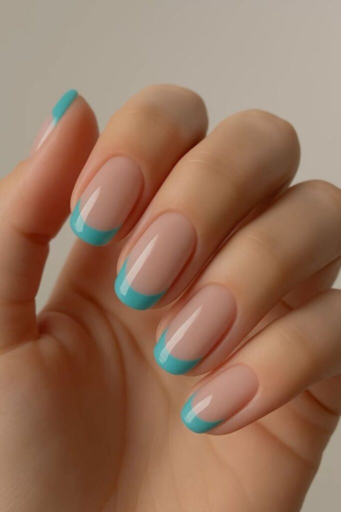 Bright Turquoise Tips with a White Base