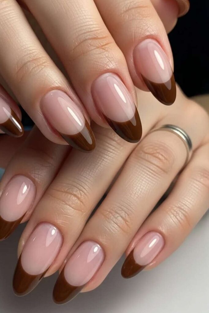 Chocolate Brown Tips Modern French Variation
