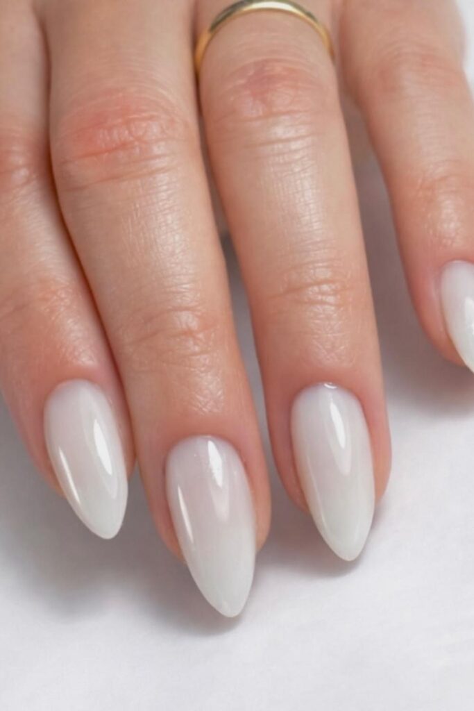 86 Neutral Nail Ideas That Look Expensive Without Even Trying 5 Clean Milky White with a Glossy Dome Finish