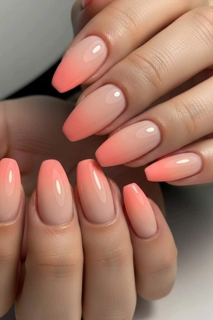 29 Summer Nail Ideas That Look Expensive Without Trying Too Hard 3 Coral Ombré with a Soft Gradient Fade