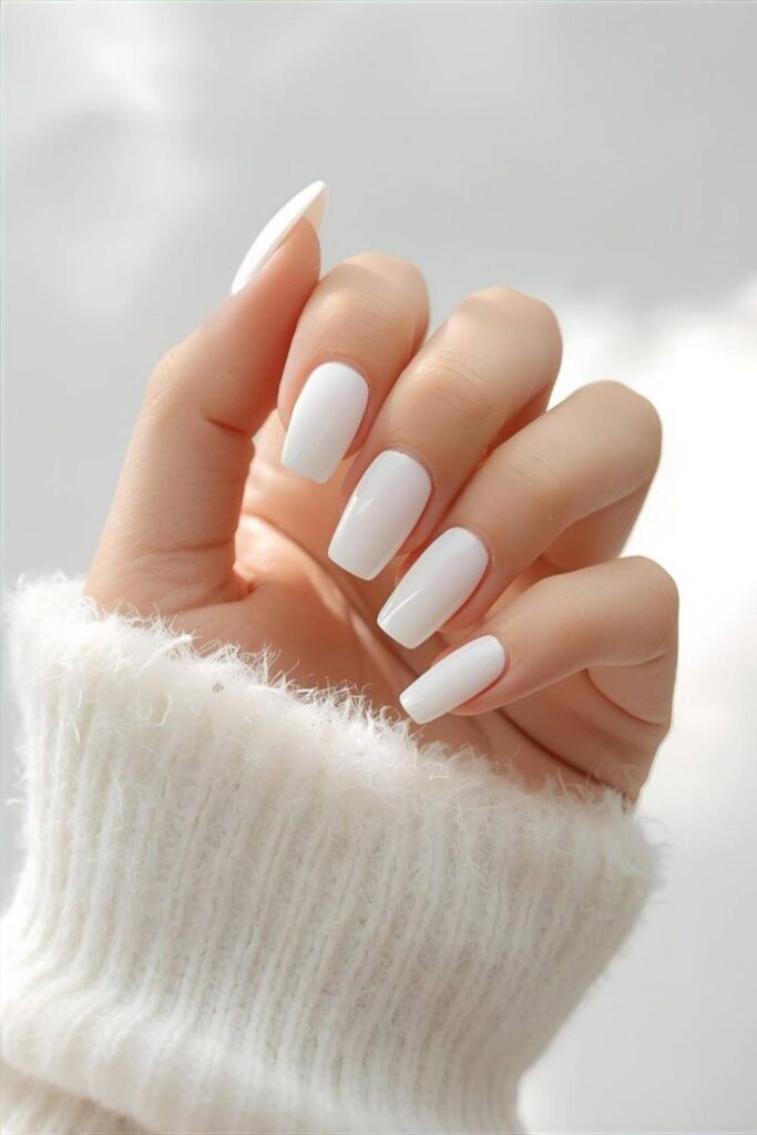 Cotton White Nails with a Clean Rounded Edge