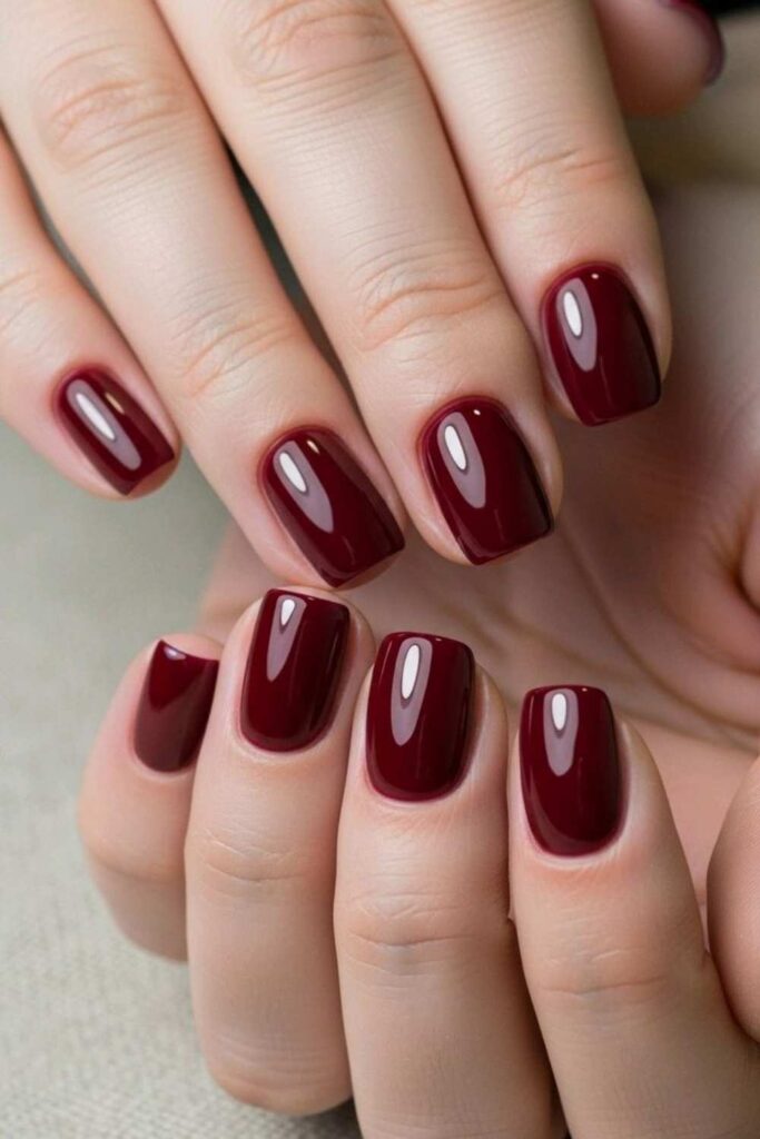 44 Cute Back to School Nails That'll Make You Actually Excited for September 5 Deep Berry Short Nails No Length Required