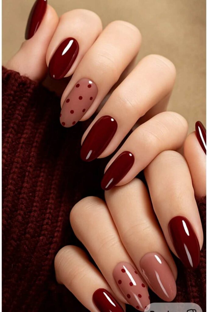 27 Red Acrylic Nails Designs That Look Expensive Without Trying Too Hard (2026) 2 Deep Cherry Red Almond Nails with Glossy Finish