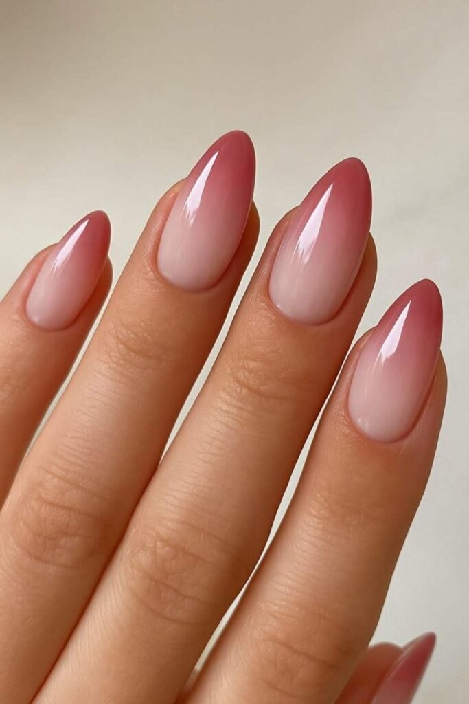 29 Summer Nail Ideas That Look Expensive Without Trying Too Hard 14 Dusty Rose with an Asymmetric Half-Moon
