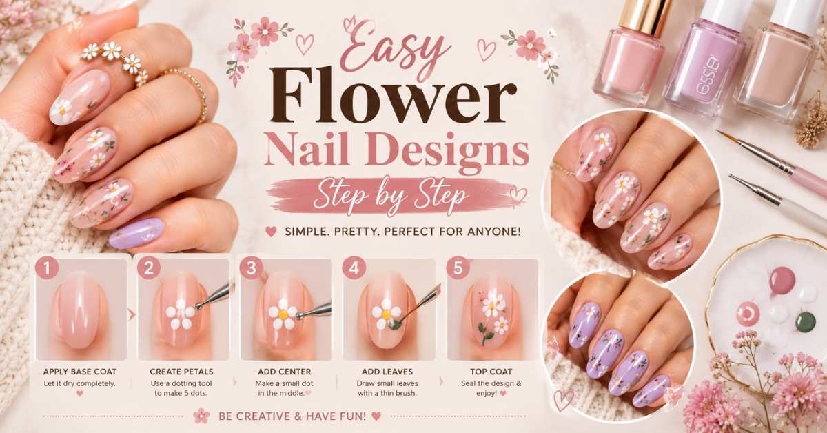 Easy Flower Nail Designs Step by Step