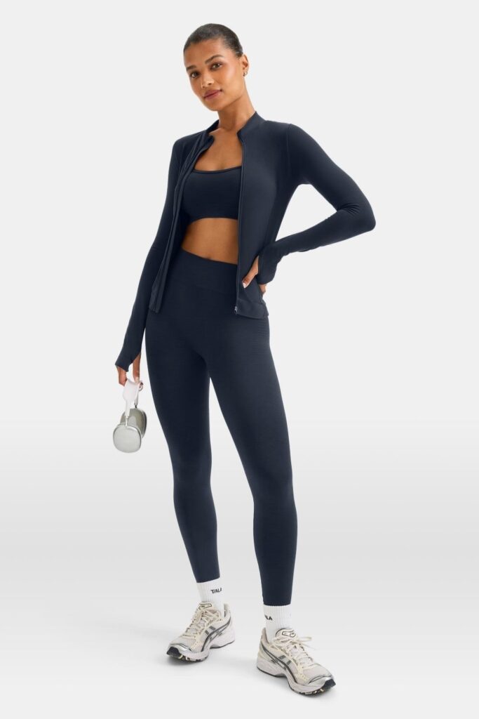 35 Budget Fashion Affordable Outfits That Look Anything But Cheap in 2026 17 Elevated Athleisure Seamless Leggings, Longline Sports Bra, Zip-Up Jacket
