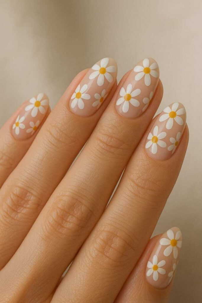 Five-Dot Daisy on a Sheer Nude Base