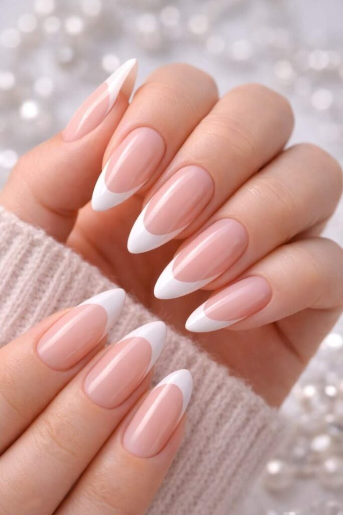 French Tip with Petal Edges Instead of a Straight Line