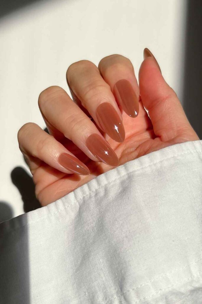 Glazed Donut Nails in a Warm Honey Tone