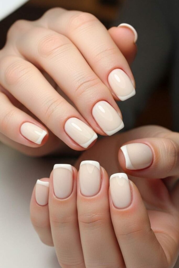 25 Square French Tip Acrylic Nails That Look Expensive Without Trying 7 Glossy Caramel Base with White Square Tips