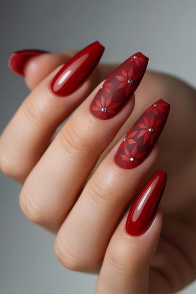 Glossy Red Rose on a Deep Green Base