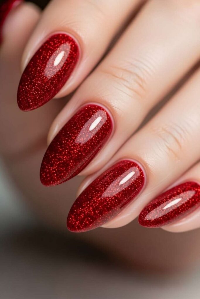 Holographic Red Glitter Full Coverage