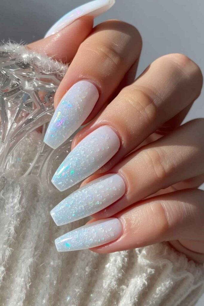 Ice White with a Holographic Glitter Fade