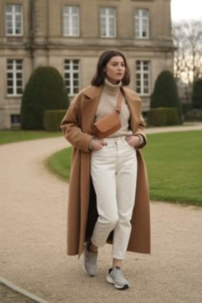 27 Color Matching Outfit Ideas That Look Effortlessly Put-Together in 2026 2 Ivory and Warm Camel Head-to-Toe