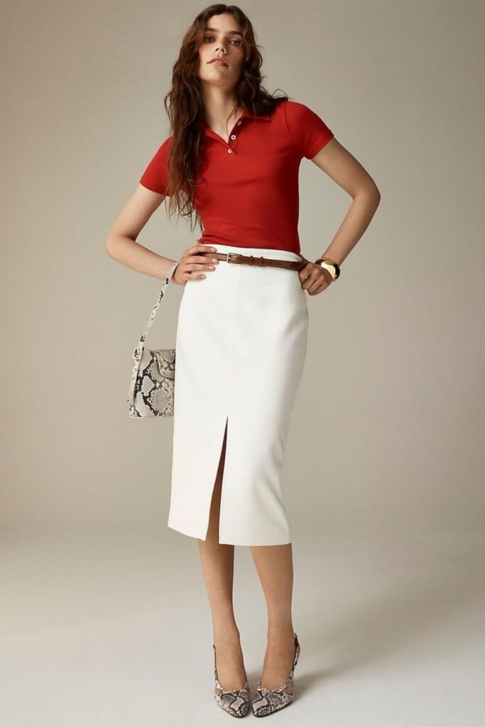 Knee-Length Pencil Skirt with a Semi-Fitted Top for Hourglass Curves