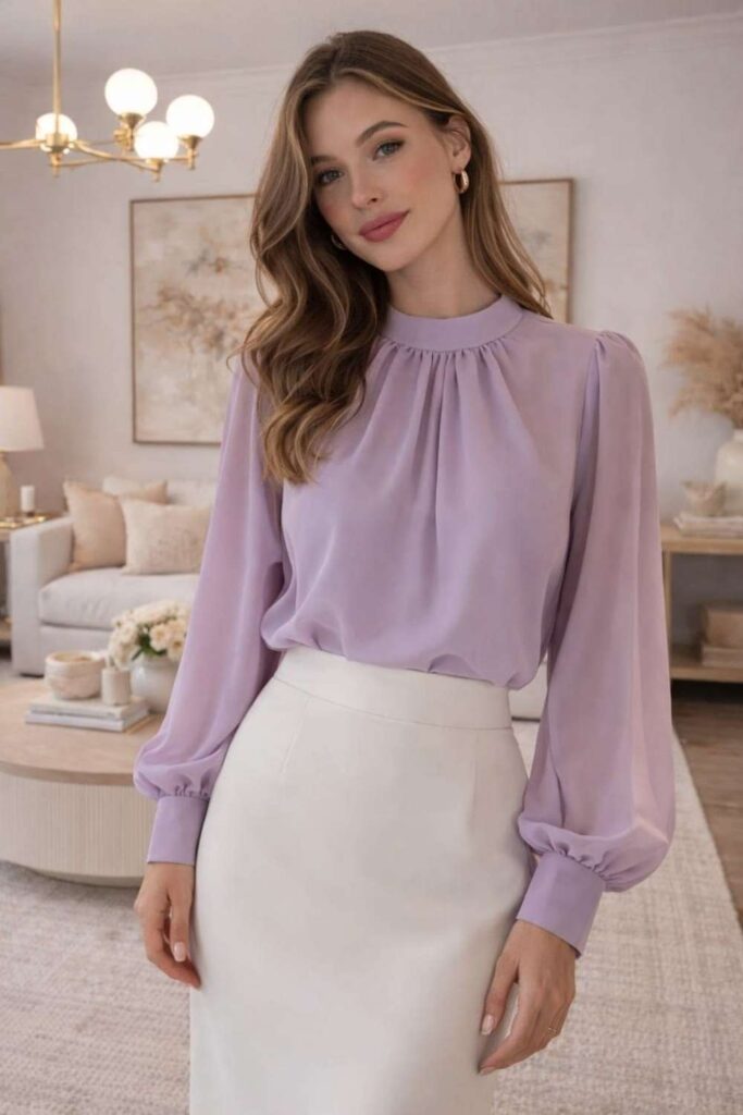 27 Color Matching Outfit Ideas That Look Effortlessly Put-Together in 2026 7 Lavender and Soft Dove Grey Co-Ord