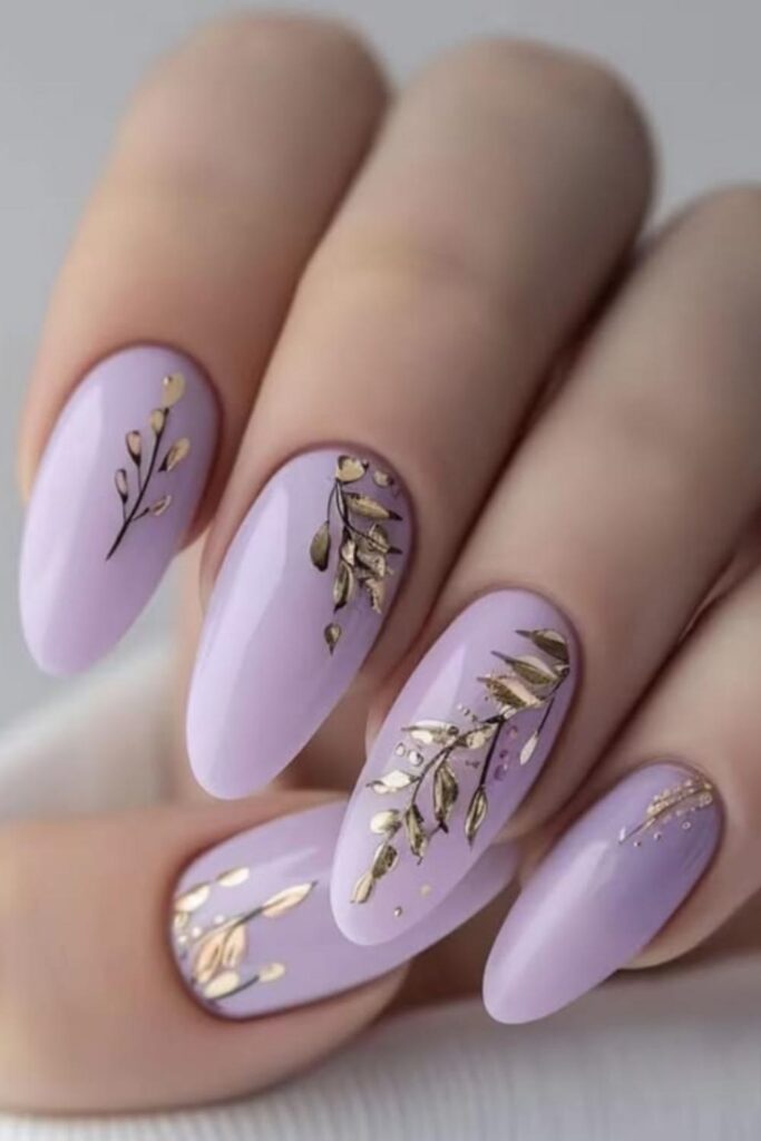 Lavender Floral Cluster with Gold Foil Accents