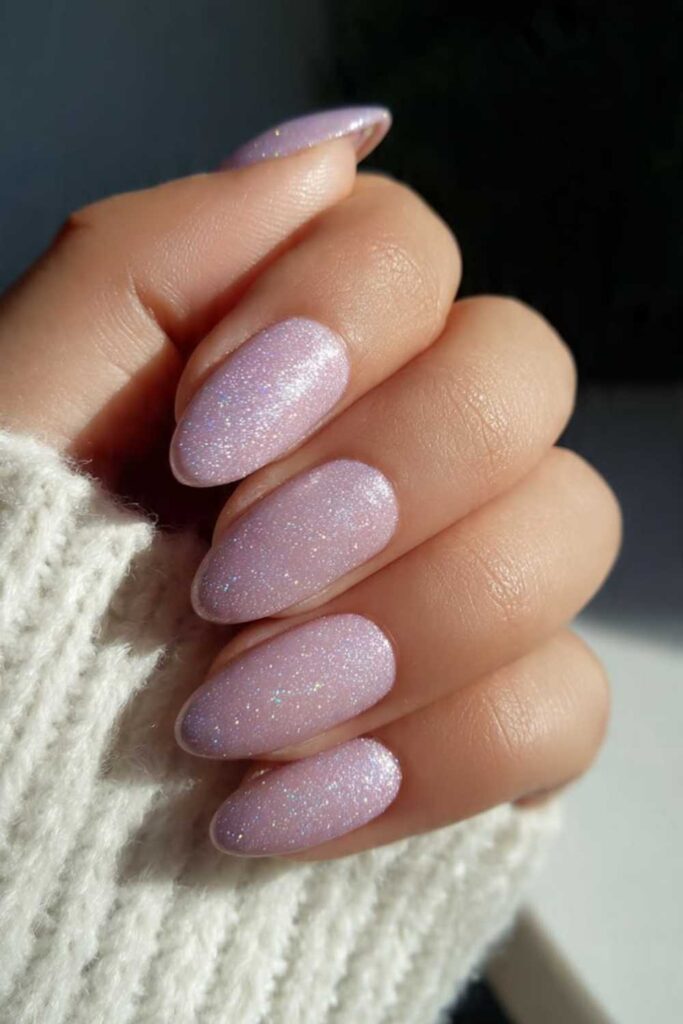 10 Simple Nail Designs for Beginners That Actually Look Expensive 12 Lavender Nails with Soft Shimmer