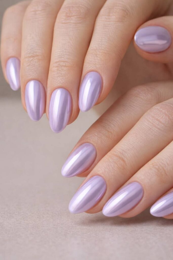 Lilac Glazed Nails with High Shine