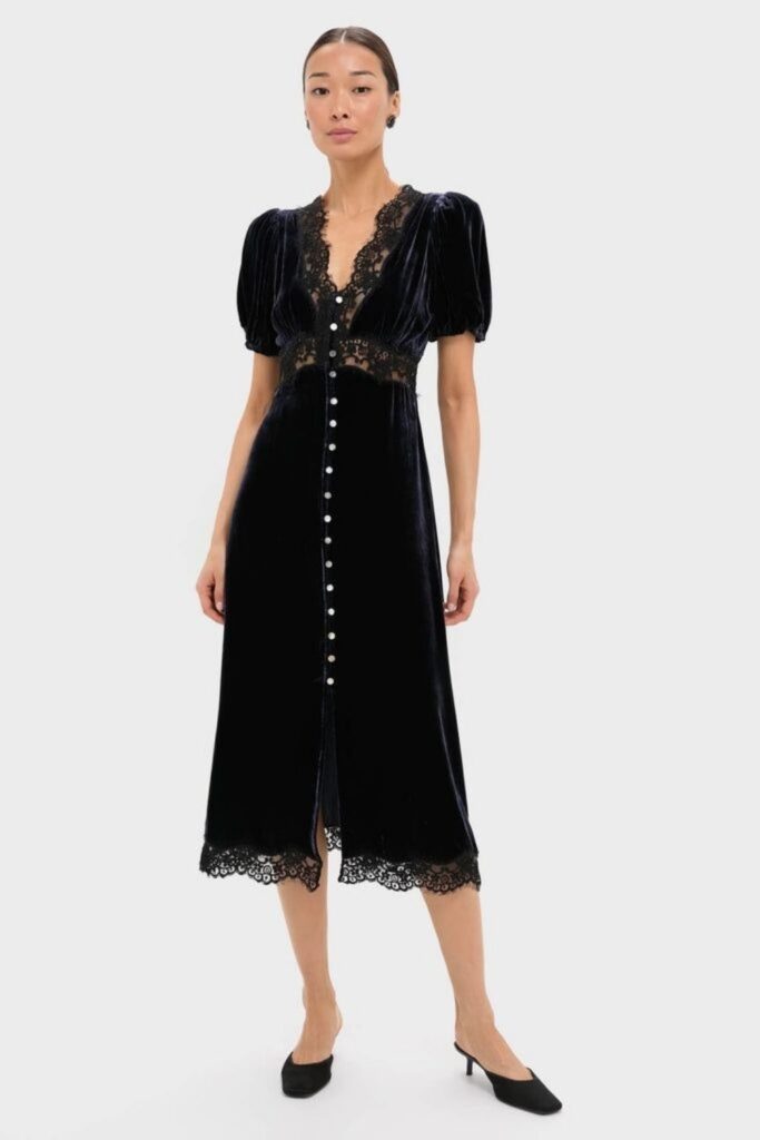 Little Black Dress with a Velvet Trim Detail
