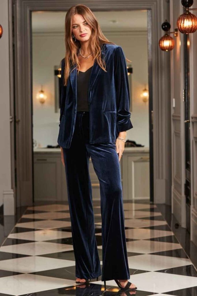 Matching Velvet Suit in Deep Teal Holiday Party