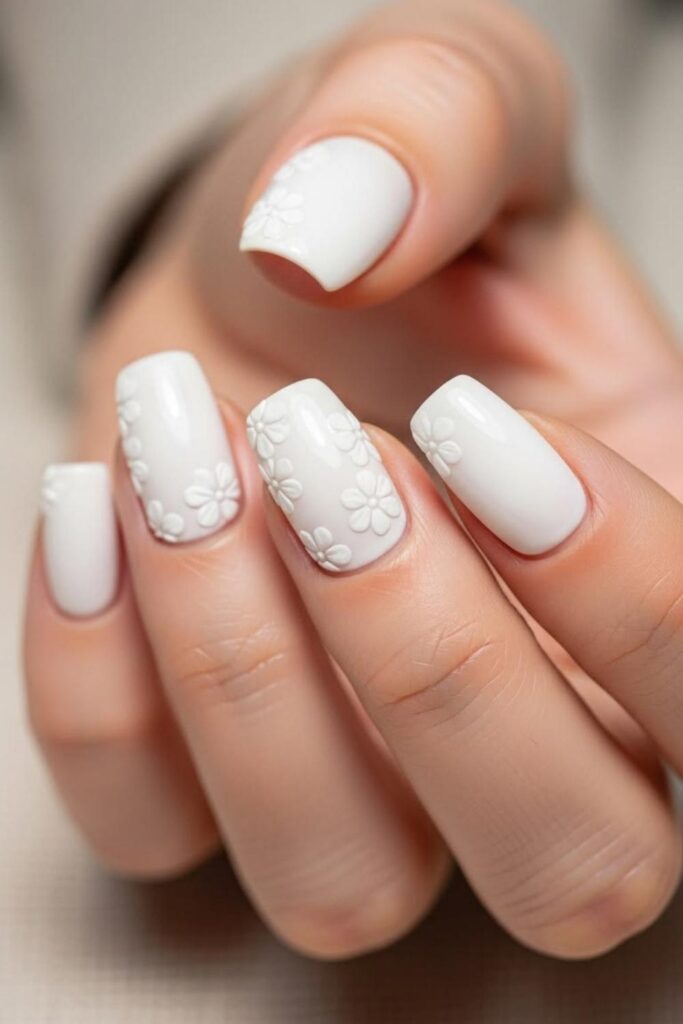 Monochrome White-on-White Floral Texture
