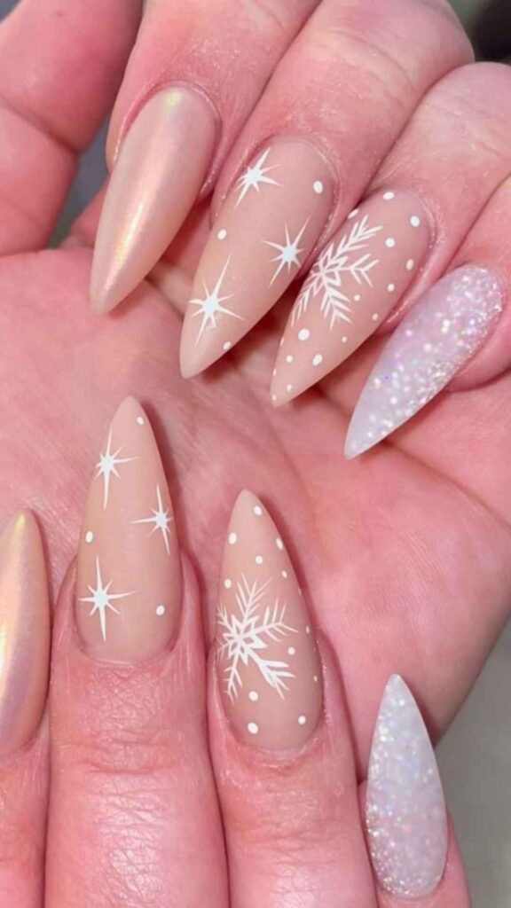Nude Base with Delicate Snowflake Outline