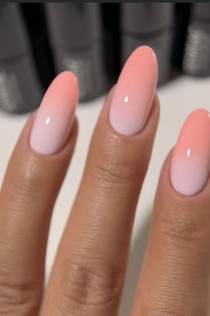 Ombre Coral-to-Nude on Rounded Tips