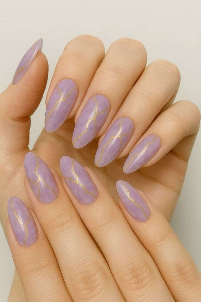 Pale Lilac with Thin Gold Foil Strips