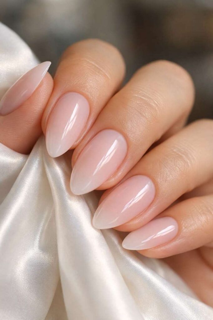 Sheer Glazed Milky Pink with a Soft Sheen