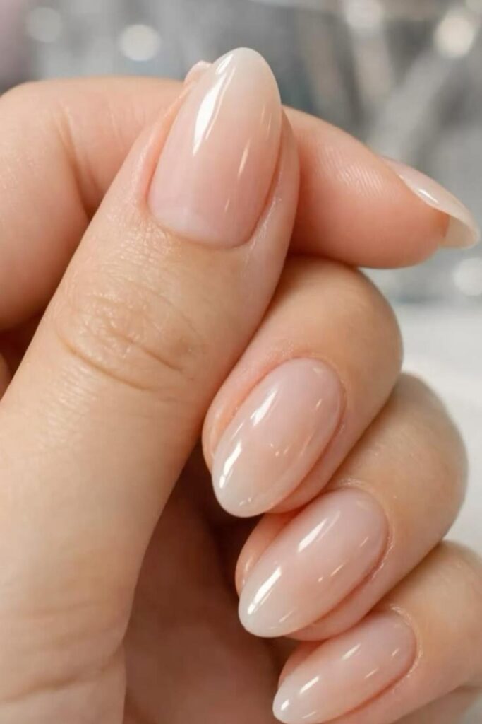 Sheer Milky White with a Barely-There Pink Flush