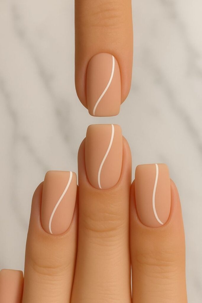 Single Negative Space Line on a Bare Nail