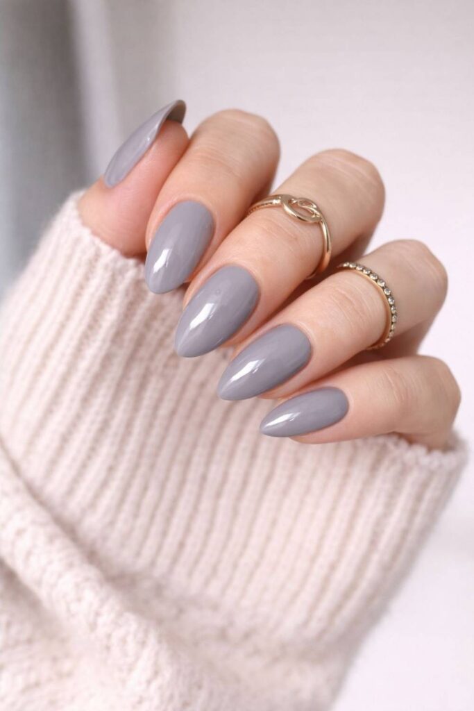 86 Neutral Nail Ideas That Look Expensive Without Even Trying 17 Soft Gray Squoval Nails No Finish, No Fuss