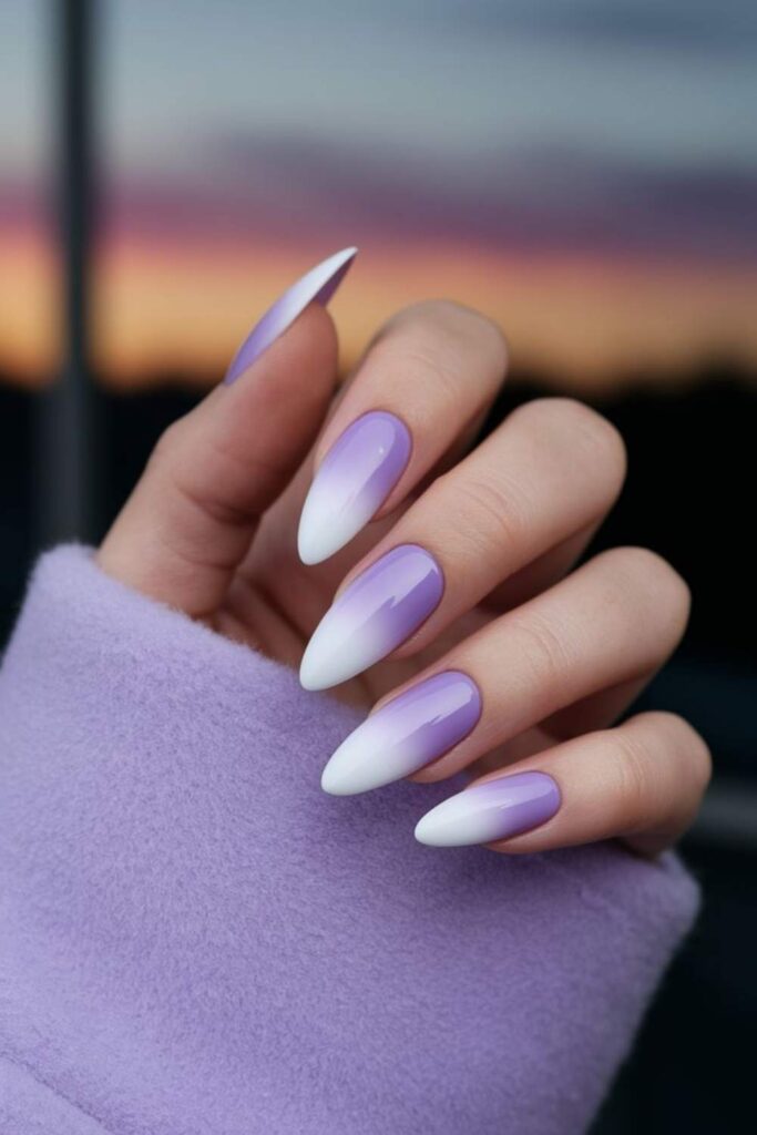 Soft Lavender Ombré Fading to White
